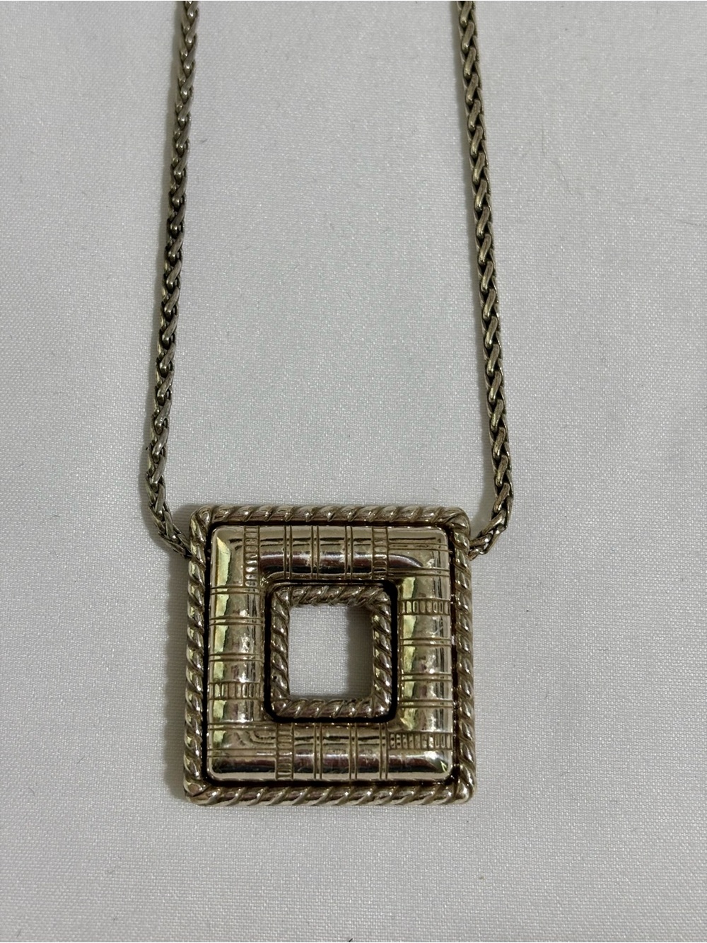 Vintage RETIRED Brighton "Cabana" Pastel Neutral Square Pendant Necklace - 15" - Picture 4 of 4
